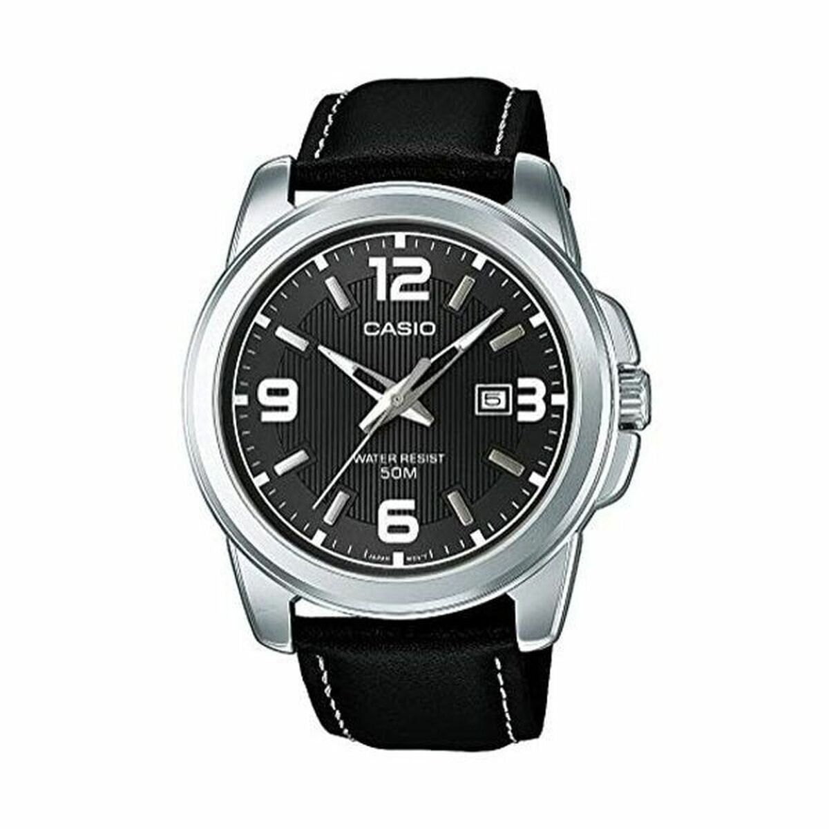 Montre Homme Casio Collection Noire — Bracelet Cuir, Ø 45 mm