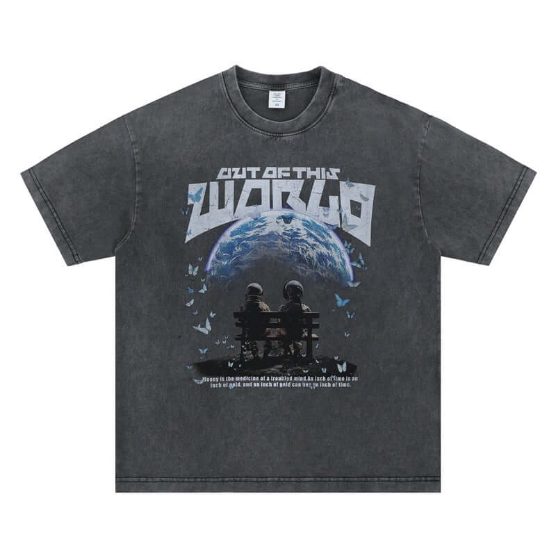 T-Shirt Graphique World — Noir | Coupe Signature Grozavu