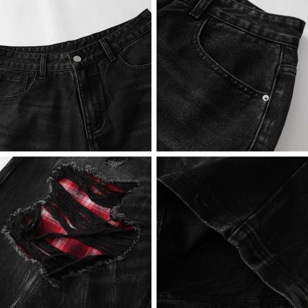 Pantalon Street Distressed Colorblock — Noir | Coupe Premium