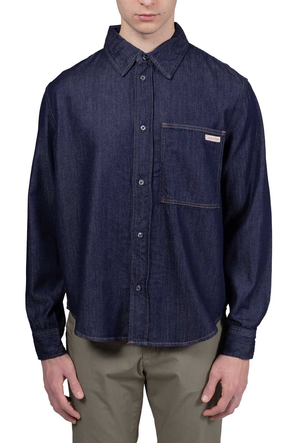 CALVIN KLEIN JEANS - Camicia uomo in denim con logo-3