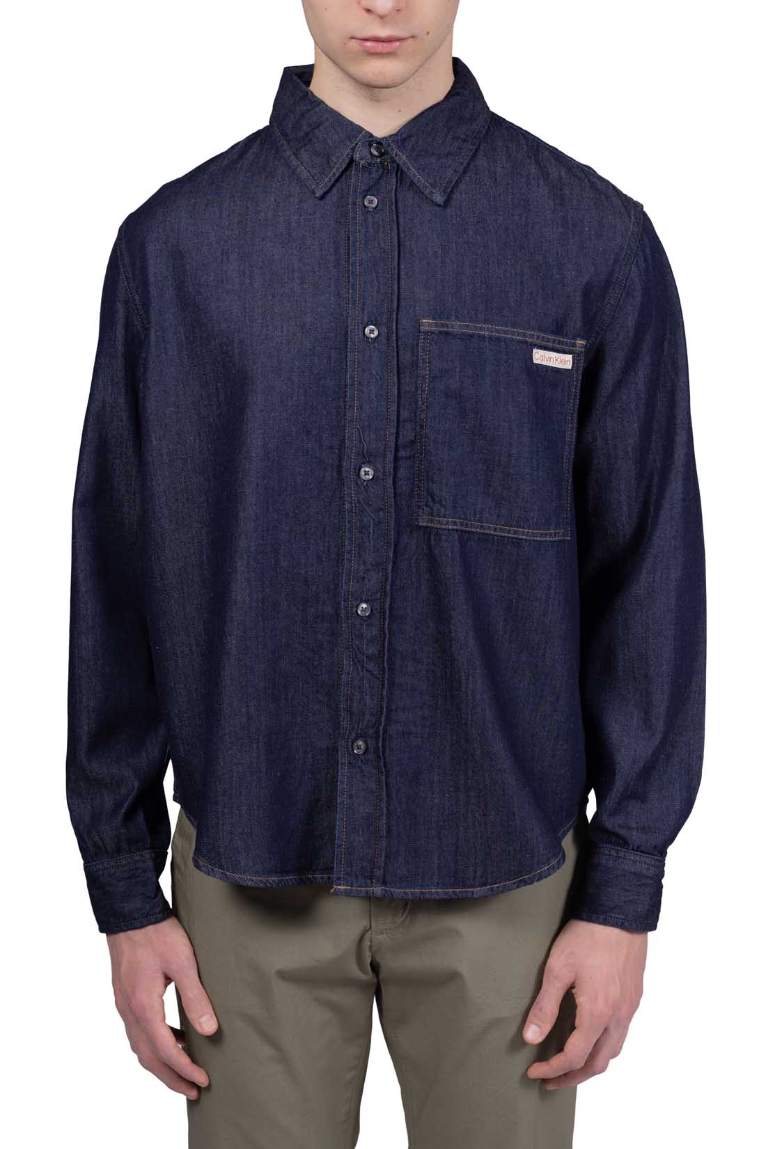 CALVIN KLEIN JEANS - Camicia uomo in denim con logo-13