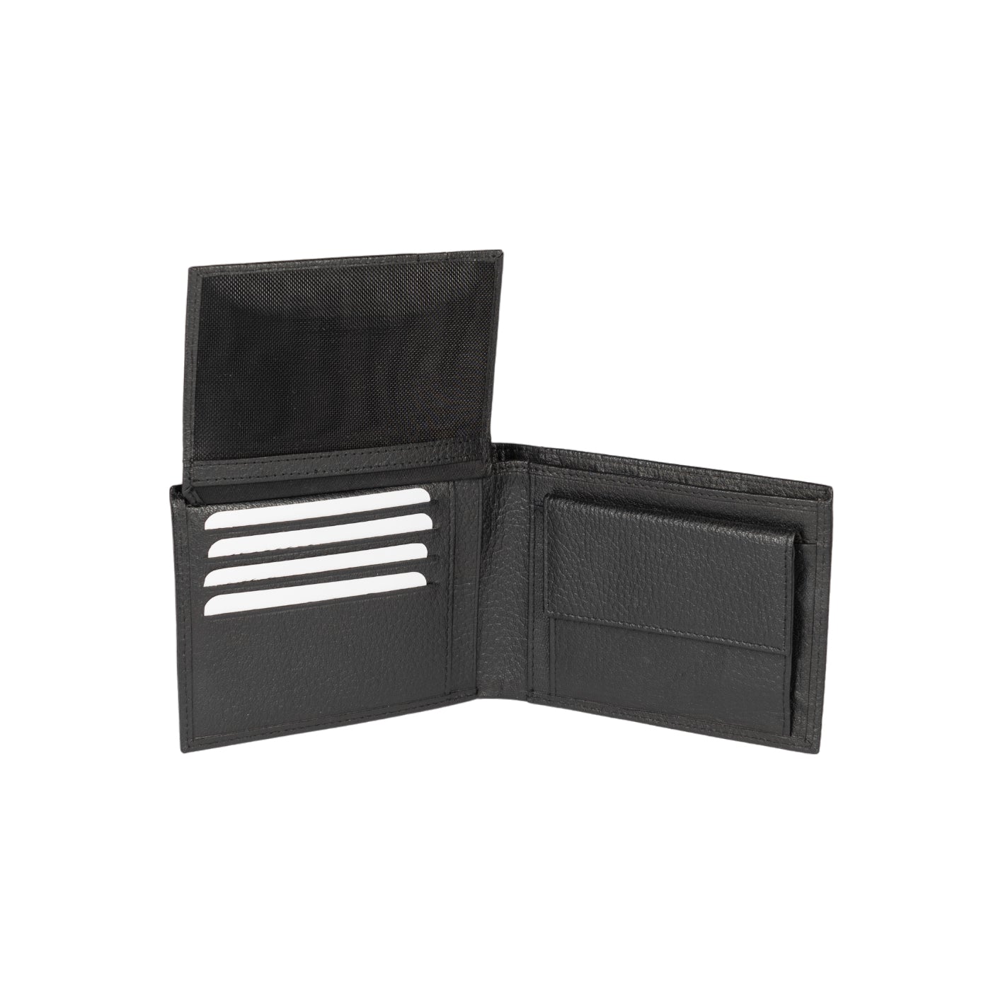 K10304AB | Men's wallet in genuine full-grain leather, dollar grain. Black color. Pocket p/coins. Size when closed: cm 12.5 x 9.3 x 1. Packaging: hard bottom/cover Gift Box                 Portefeuille homme en cuir pleine fleur véritable, grain dollar