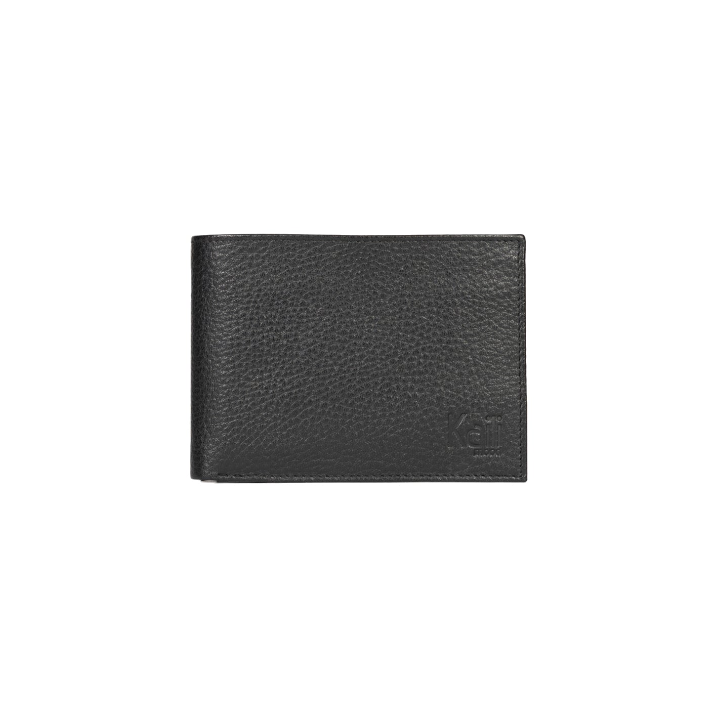 K10304AB | Men's wallet in genuine full-grain leather, dollar grain. Black color. Pocket p/coins. Size when closed: cm 12.5 x 9.3 x 1. Packaging: hard bottom/cover Gift Box                 Portefeuille homme en cuir pleine fleur véritable, grain dollar