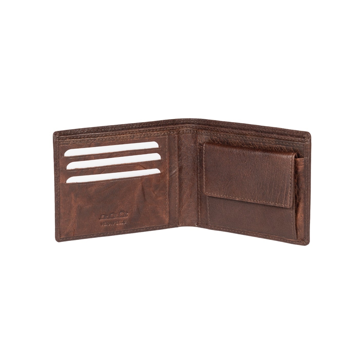 K10603BB | Men's wallet in genuine full-grain leather, Volanata. Dark Brown color. Pocket p/coins. Size when closed: 12.5 x 9.3 x 1 cm. Packaging: hard bottom/cover Gift BoxPortefeuille homme en cuir pleine fleur véritable, Volanata. Couleur marron foncé.