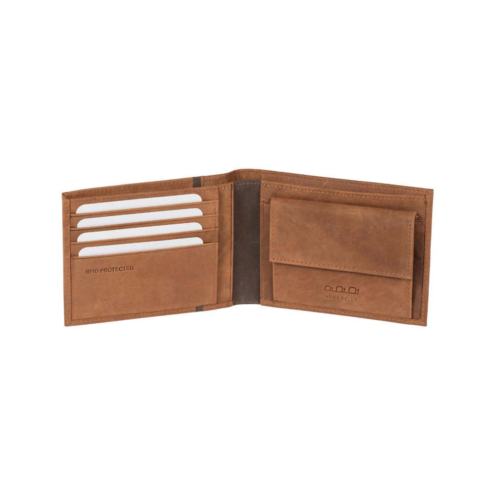 K12203UB | Men's wallet in genuine full-grain leather, Naked. Leather color. RFID protection. Size when closed: 12.5 x 9.5 x 2 cm. Packaging: gift box bottom/cover                        Portefeuille homme en cuir pleine fleur véritable, coloris Naked.