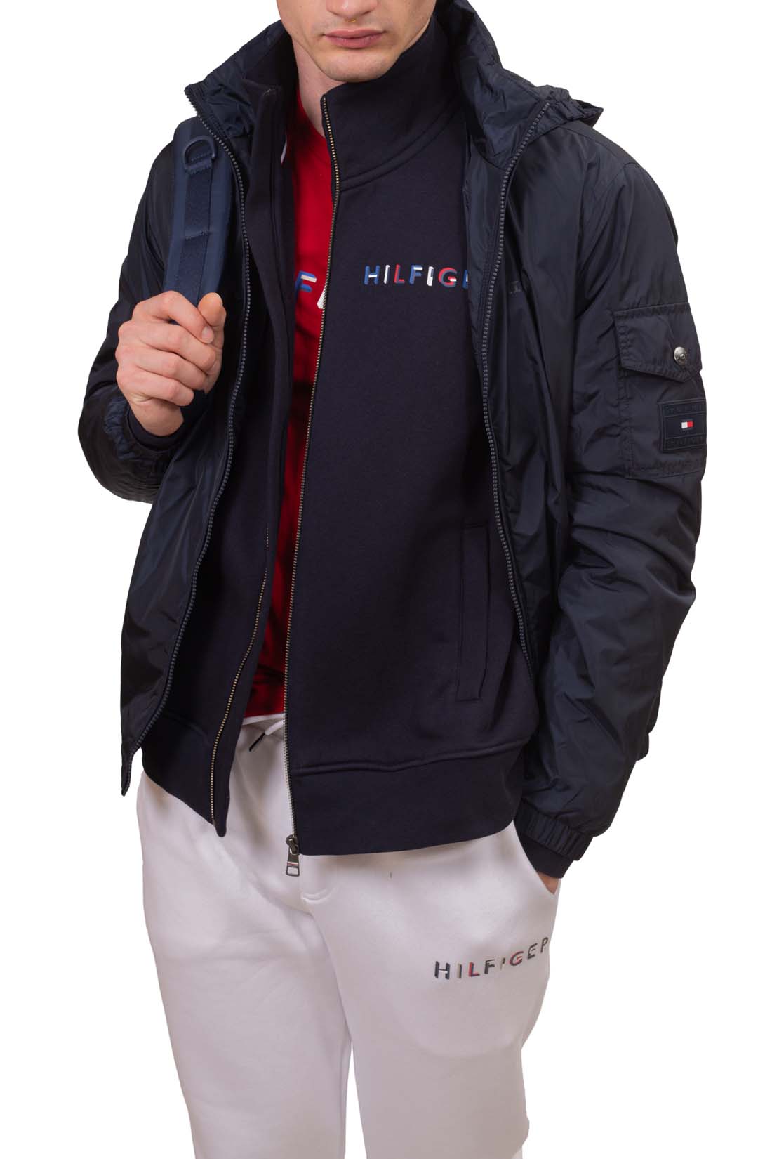 TOMMY HILFIGER - Men's winter zip-through sweatshirt with 3D logo-3