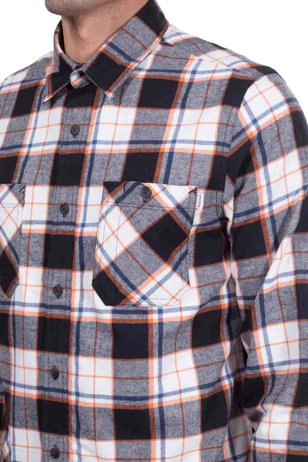TIMBERLAND - Men's tartan shirt with logo label-11