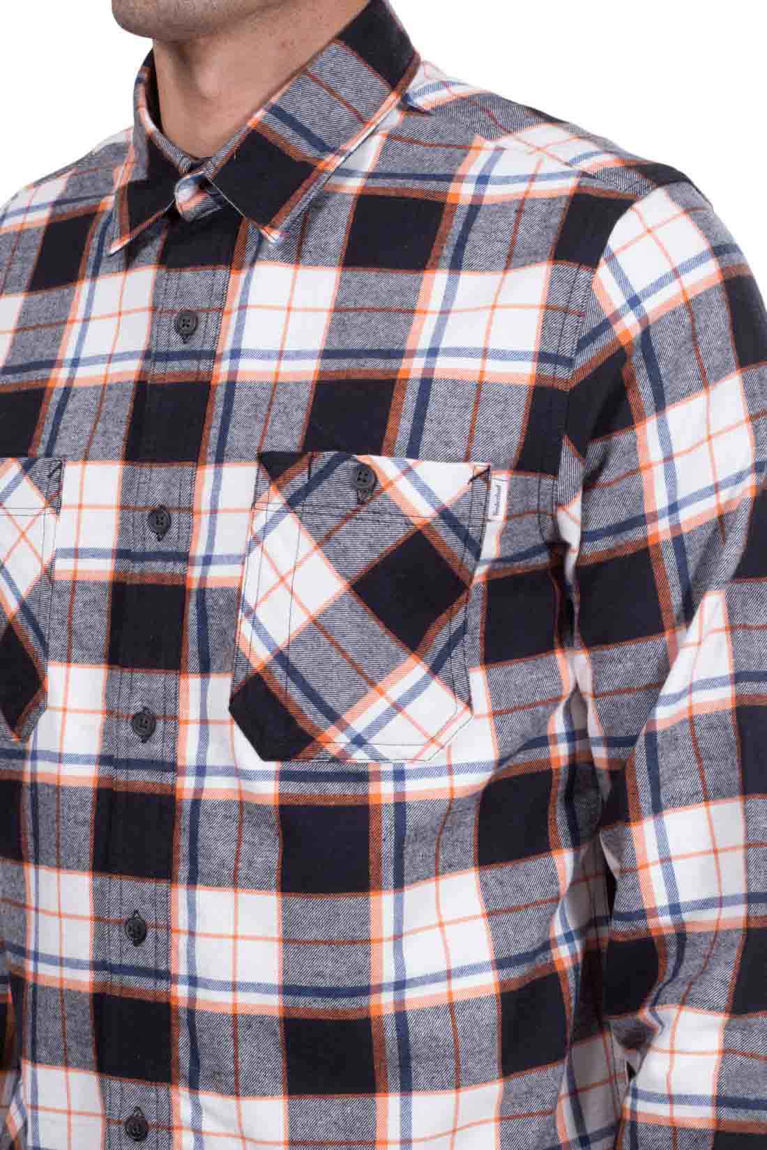 TIMBERLAND - Men's tartan shirt with logo label-11