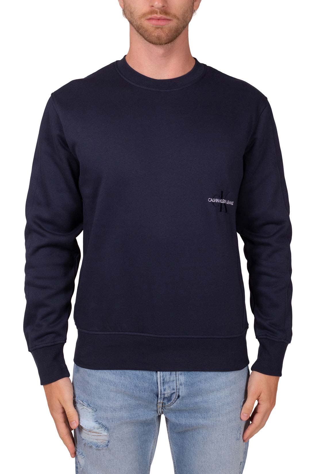CALVIN KLEIN JEANS - Felpa uomo con ricamo logo  - Taglia XS-9