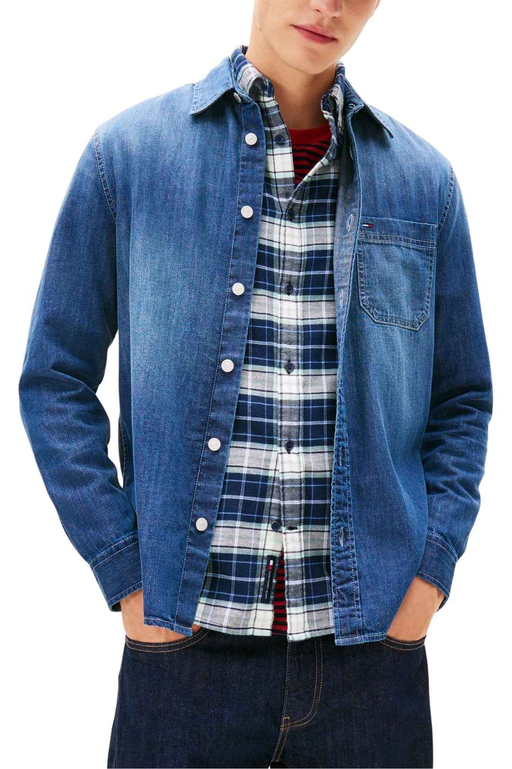 TOMMY JEANS - Chemise en jean classique pour homme                 Men's regular denim shirt