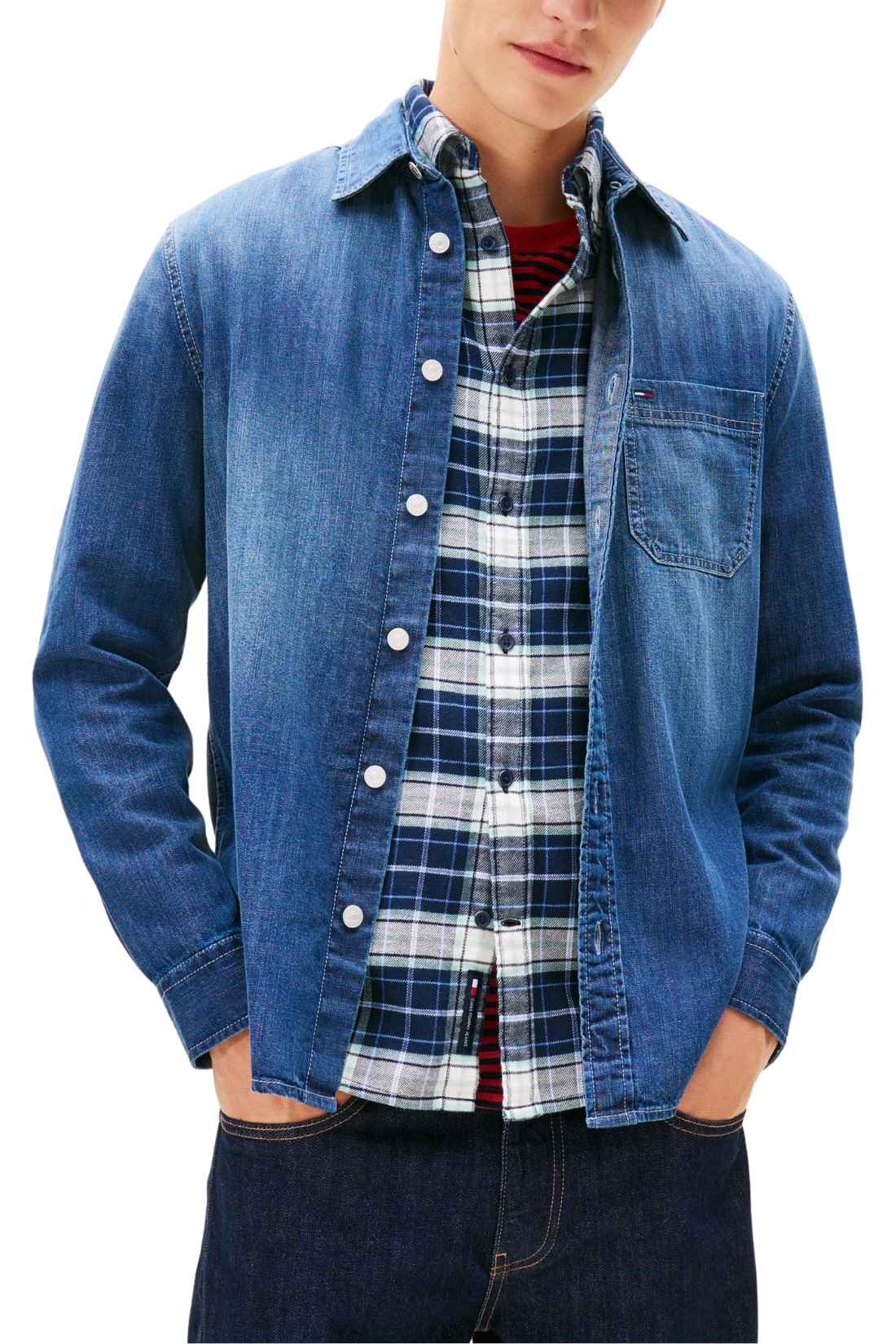 TOMMY JEANS - Chemise en jean classique pour homme                 Men's regular denim shirt