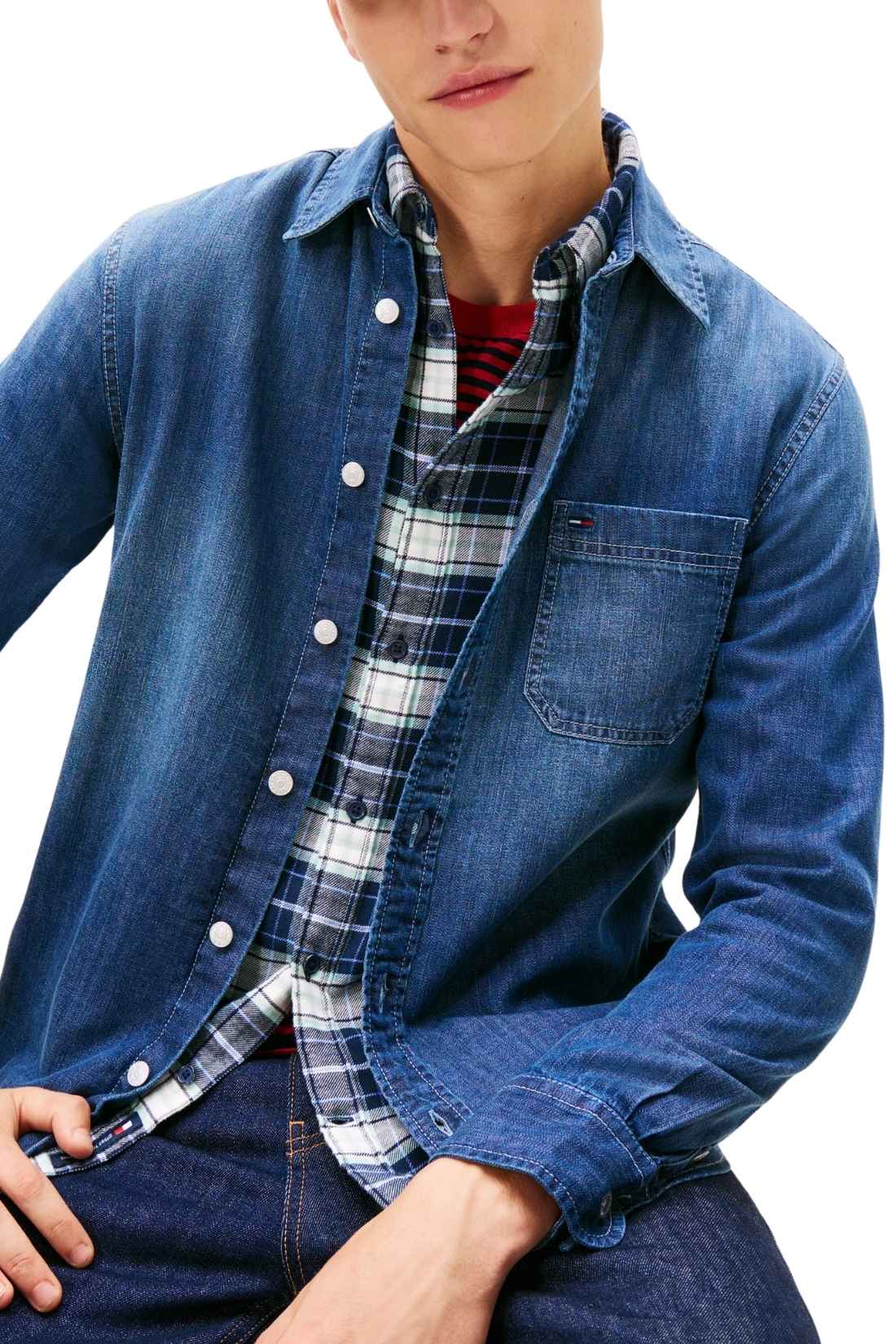 TOMMY JEANS - Chemise en jean classique pour homme                 Men's regular denim shirt