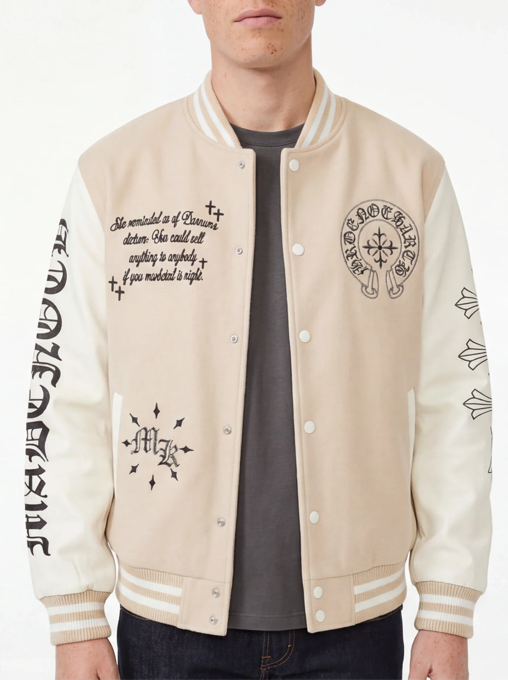 Veste Patchwork Manches Cuir — Grozavu | Coupe Streetwear Premium